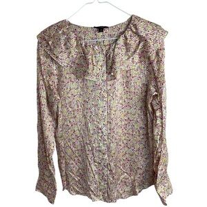 J Crew Ruffle Top in field day print